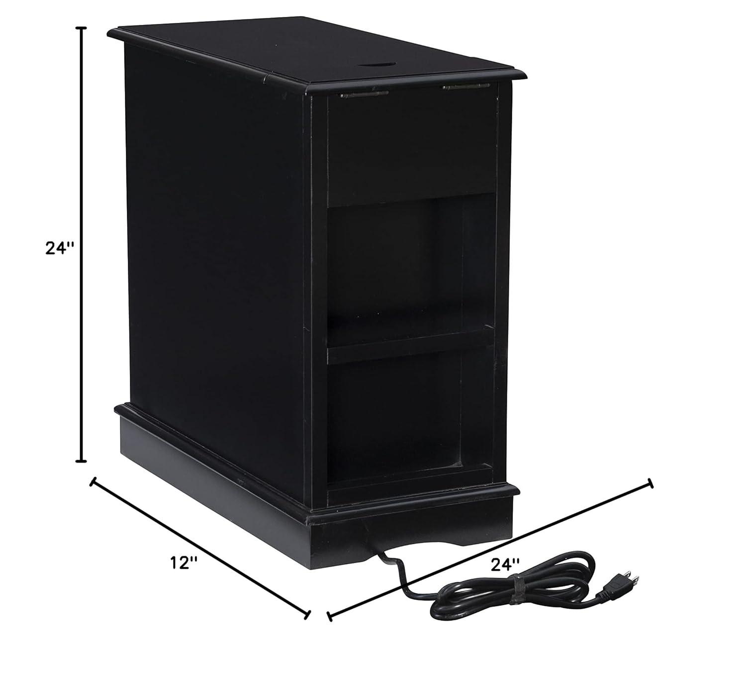 Powell Butler Accent Table with USB and Electrical Charging Station, Black