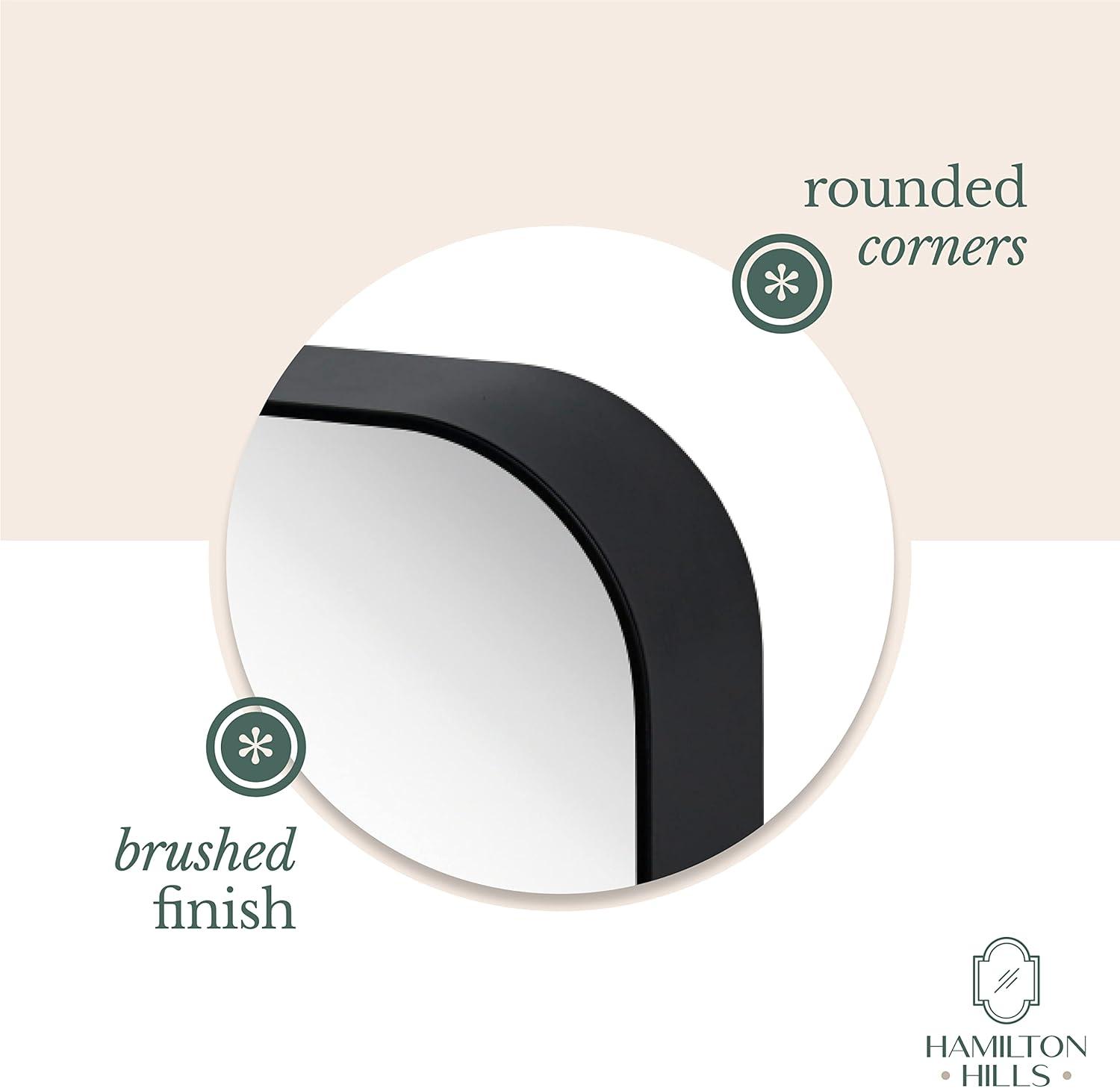 Hamilton Hills 18" x 48" Metal Black Framed Brushed Rectangular Wall Mirror