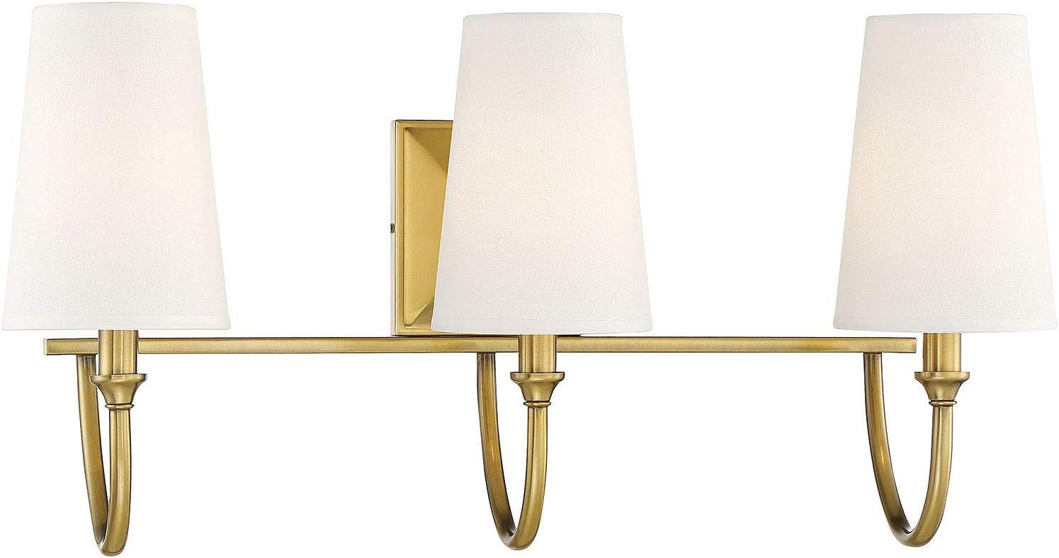 Cameron Warm Brass 3-Light Curved Arm Bathroom Vanity Light