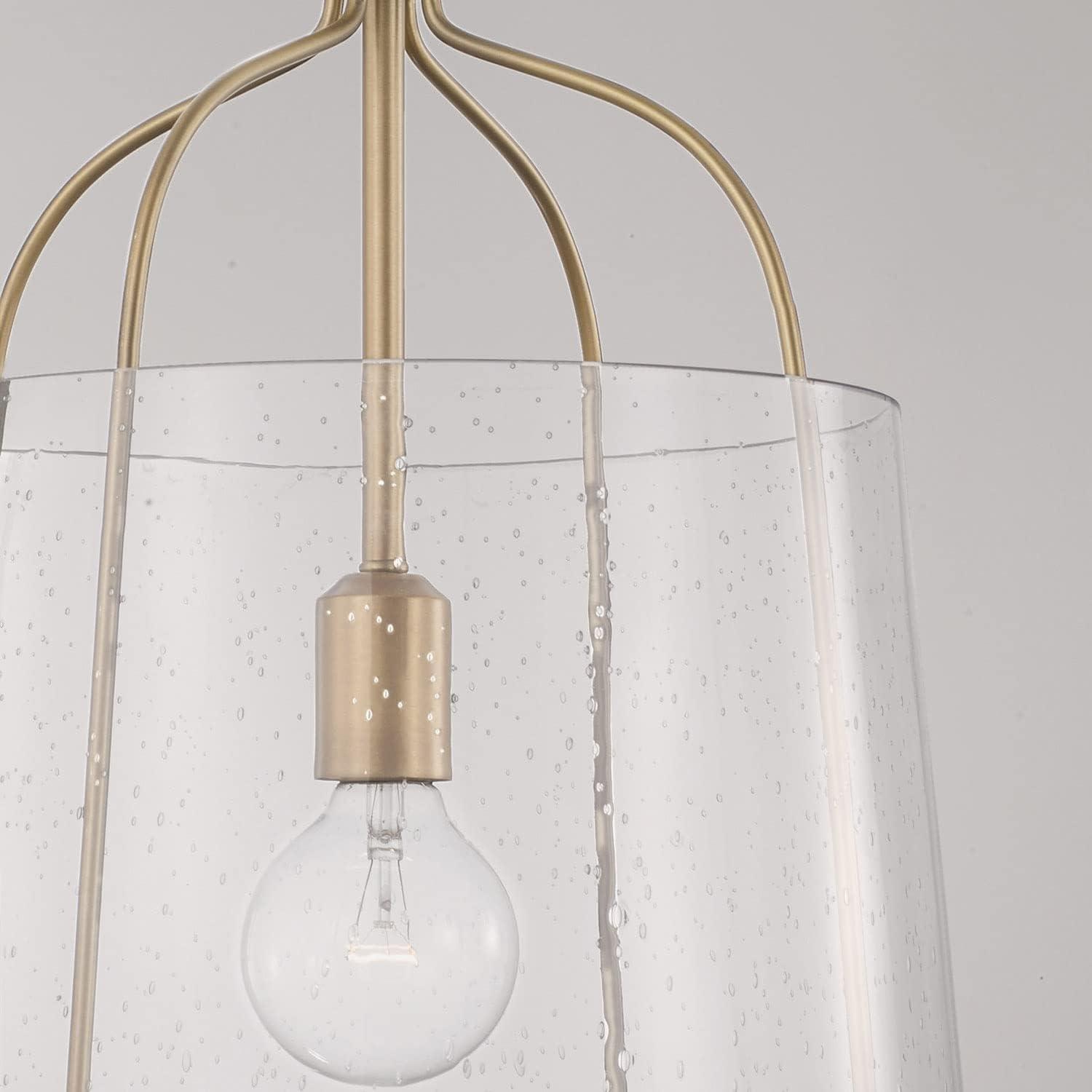 Madison Aged Brass and Clear Seeded Glass Pendant Light