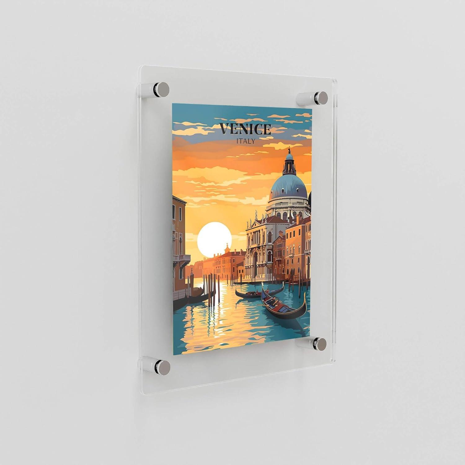 23 in. W. x 33 in. Rectangular Double Acrylic Picture Frame Chrome Wall Mounted Magnet Best 20 in. W. x 30 in. Art Size