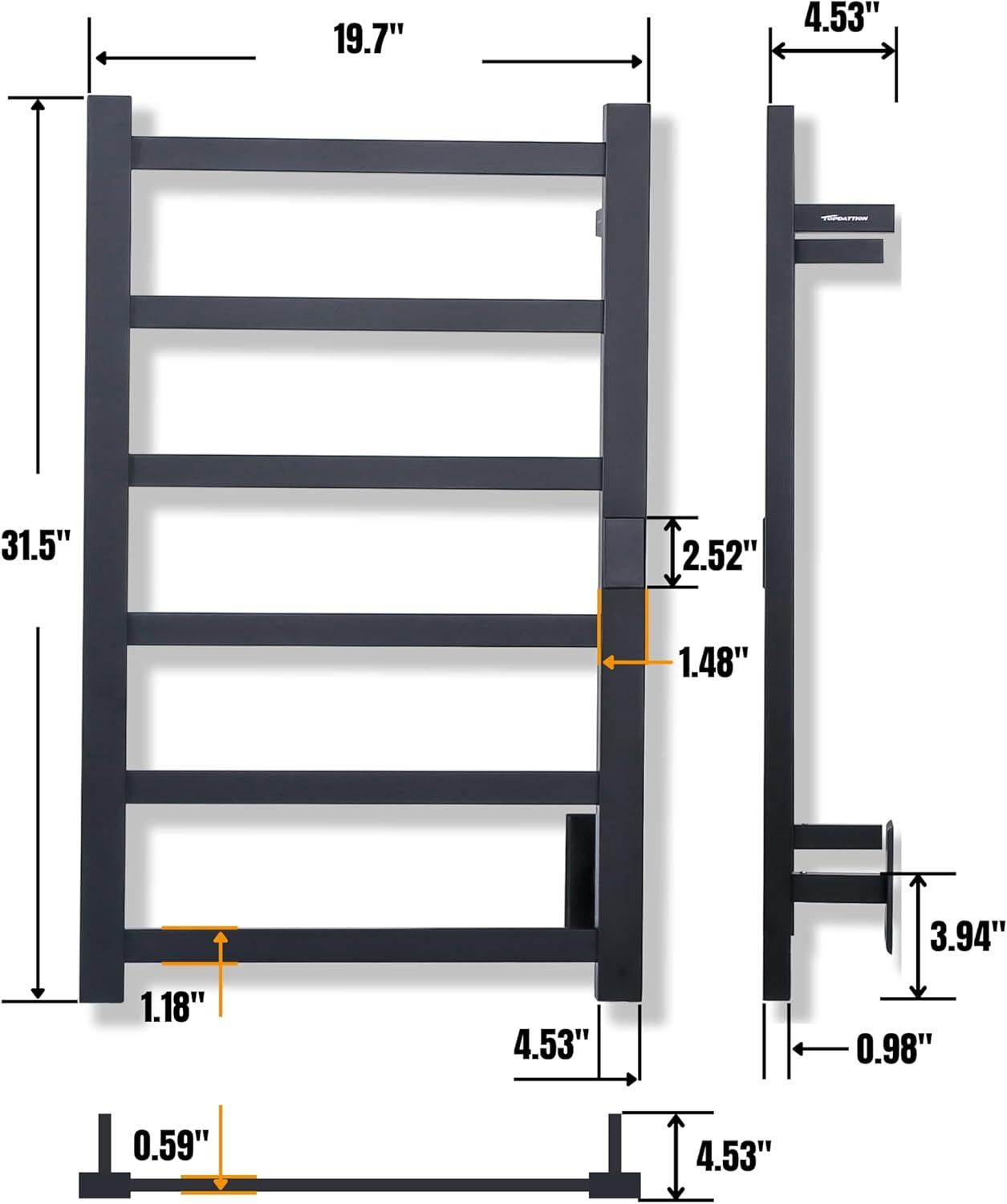 Matte Black Stainless Steel Electric Towel Warmer with Timer