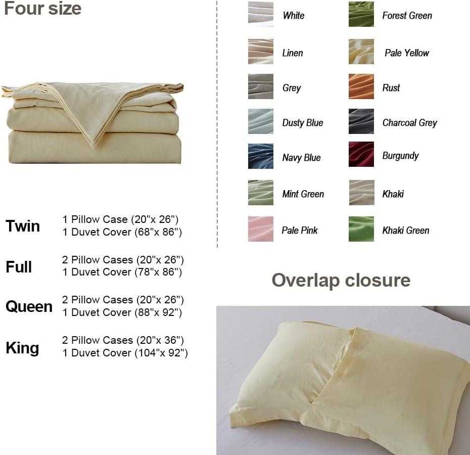 Twin Natural Flax Cotton Blend Duvet Cover Set