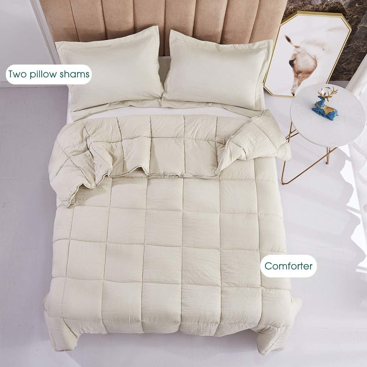 Homechoice International Group 3pc Comforter Set - All Season Reversible Down Alternative Comforter with Two Shams - Quilted Duvet Insert with Corner Tabs - Box Stitched Blanket - Breathable, Soft, Fluffy