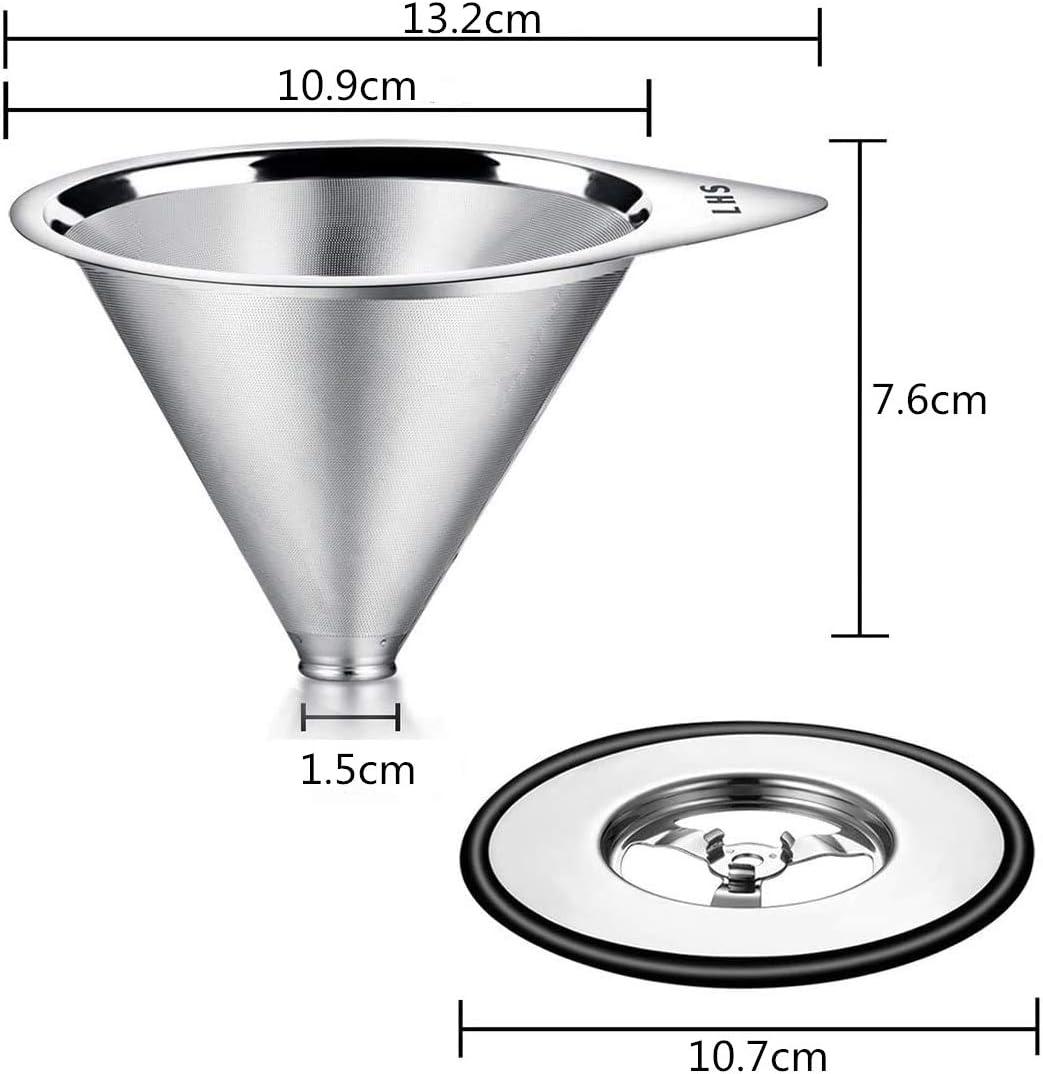 Stainless Steel Cone Pour Over Coffee Dripper with Brush