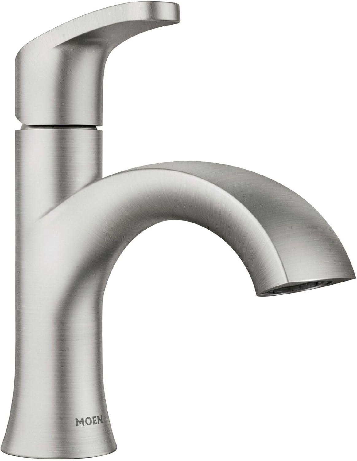 Moen Karis Single Handle Bathroom Faucet with Push Down Drain, Deckplate Included