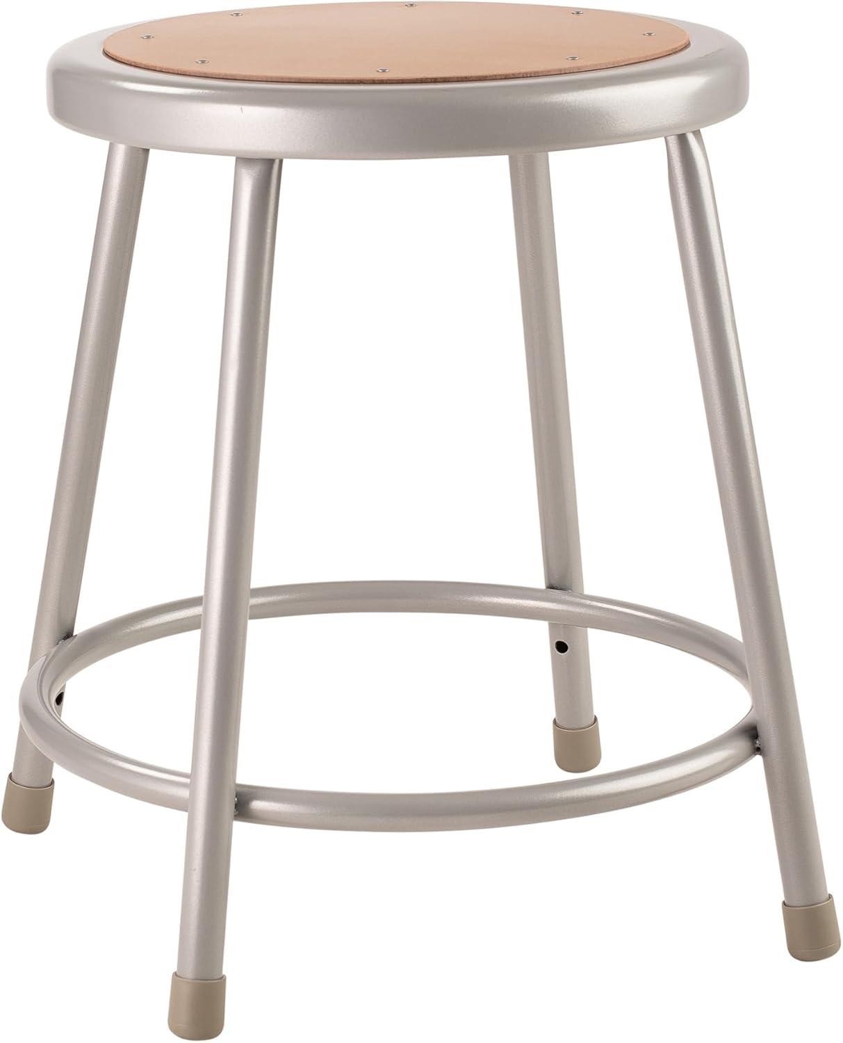 18" High Heavy Duty Grey Steel and Masonite Stool