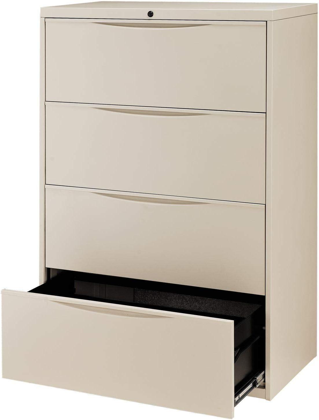 Global Industries 252470PY Interion 36 in. Premium Lateral File Cabinet 4 Drawer, Putty