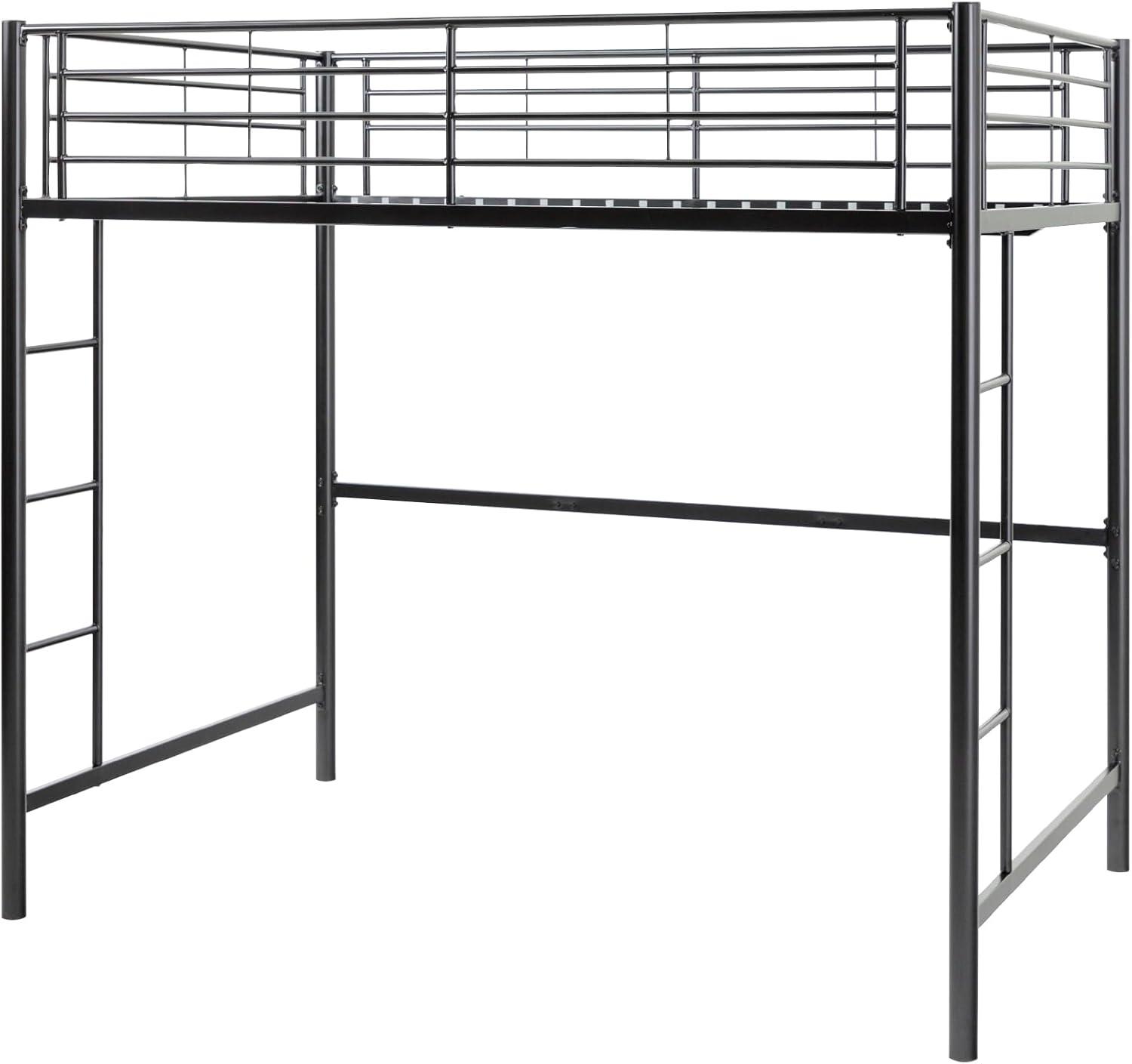 Metal Twin Loft Bunk Bed in Black