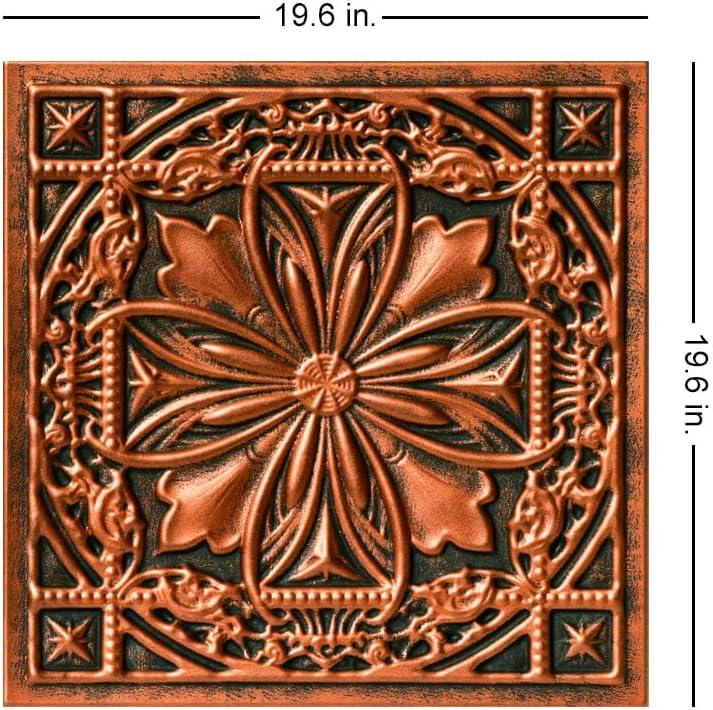 Lucass Shield 19.63'' L x 19.63'' W Textured Polystyrene Glue Up Ceiling Tile In Charcoal Copper