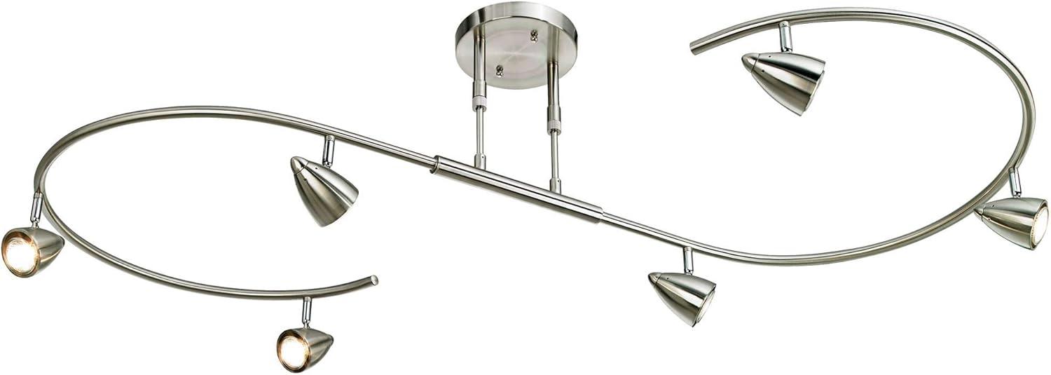 Brushed Nickel Adjustable 6-Head LED Track Light Fixture