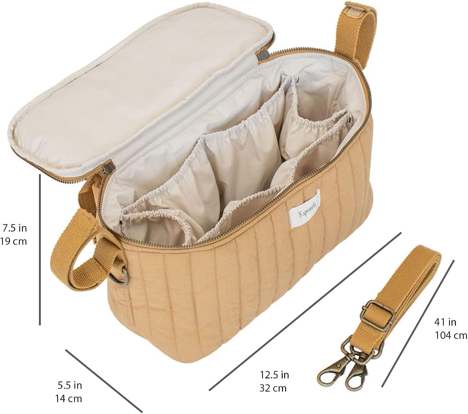 Mustard Quilted Stroller Organizer with Cup Holders