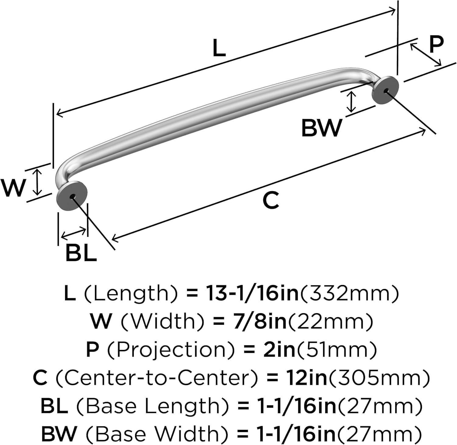Amerock Renown 12 inch (305mm) Center-to-Center Polished Chrome Appliance Pull