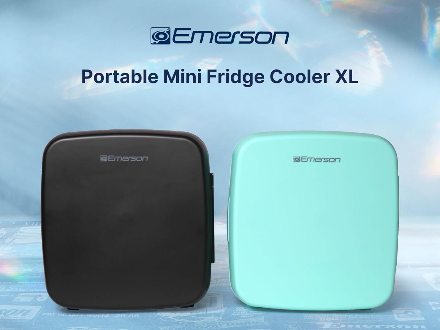 Emerson Emerson EFC-5001 Portable XL Mini Fridge Cooler for 12 Cans, 8L Capacity, AC/DC Power Compatibility, Removable Shelf, Lightweight Design – Ideal for Home, Office, Travel, Dorms, and Outdoor Use