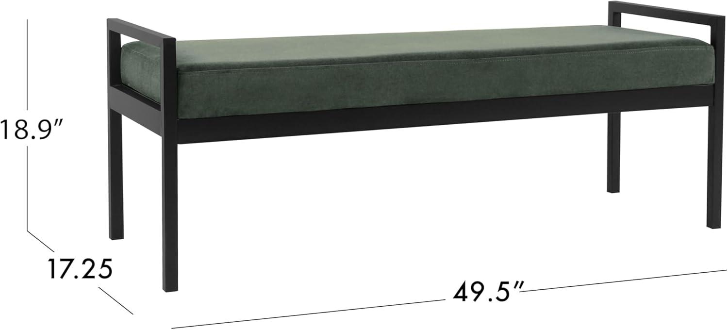 HomePop Modern Metal Bench Loden Green: Upholstered Rectangle for Entryway, End of Bed