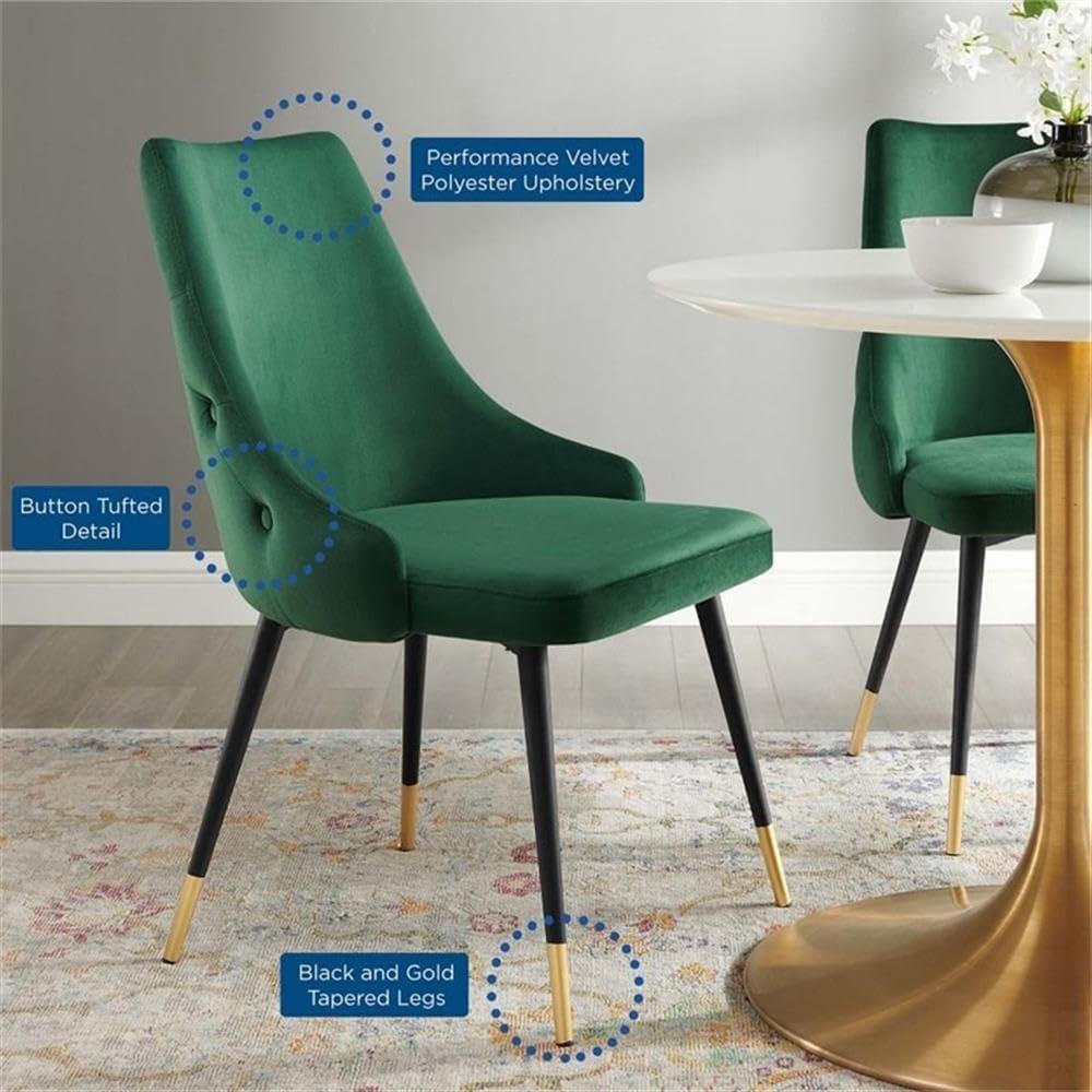 Modway Adorn 17.5" Tufted Performance Velvet Dining Side Chair in Green