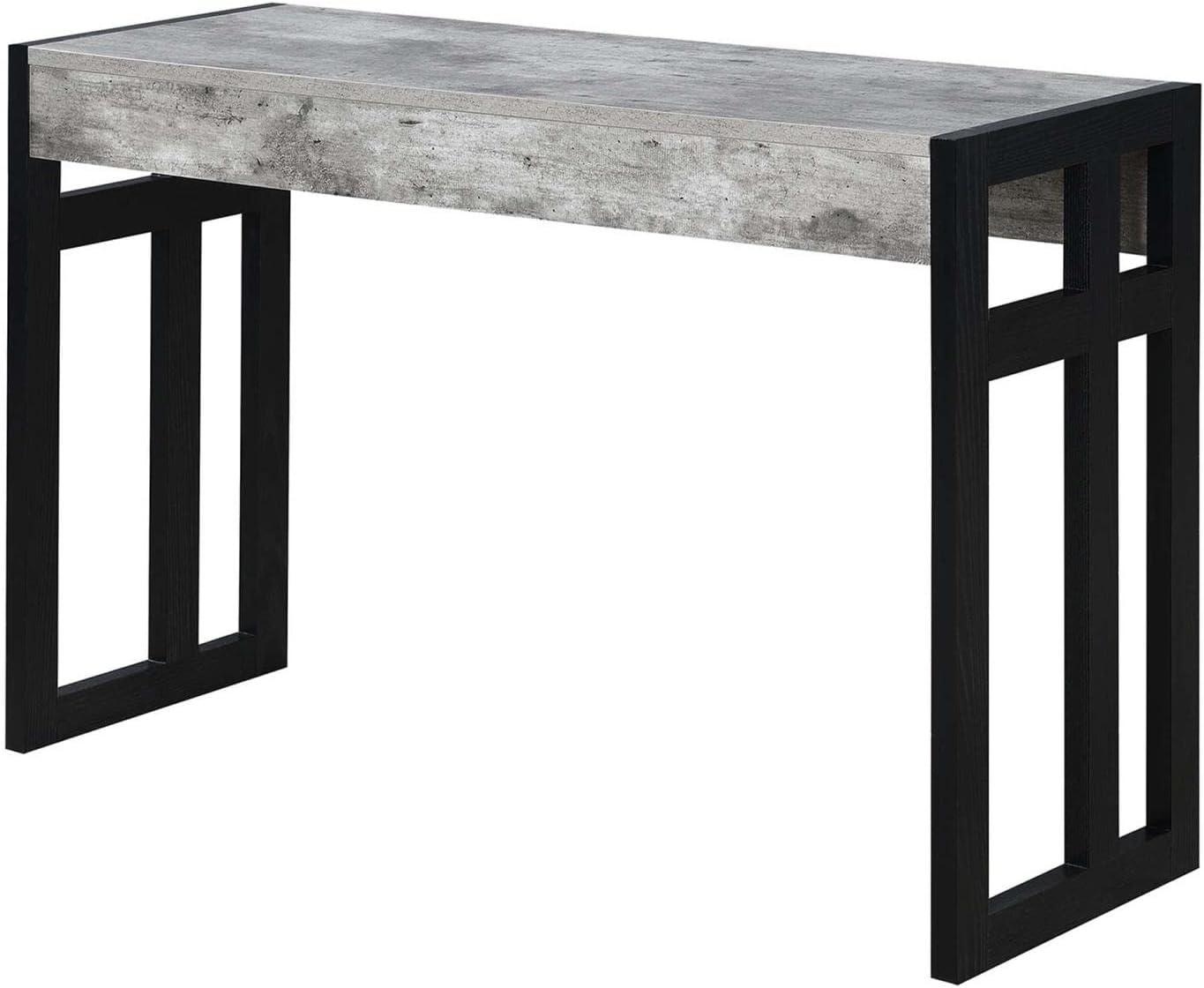 Faux Birch and Black Wood Console Table with Storage