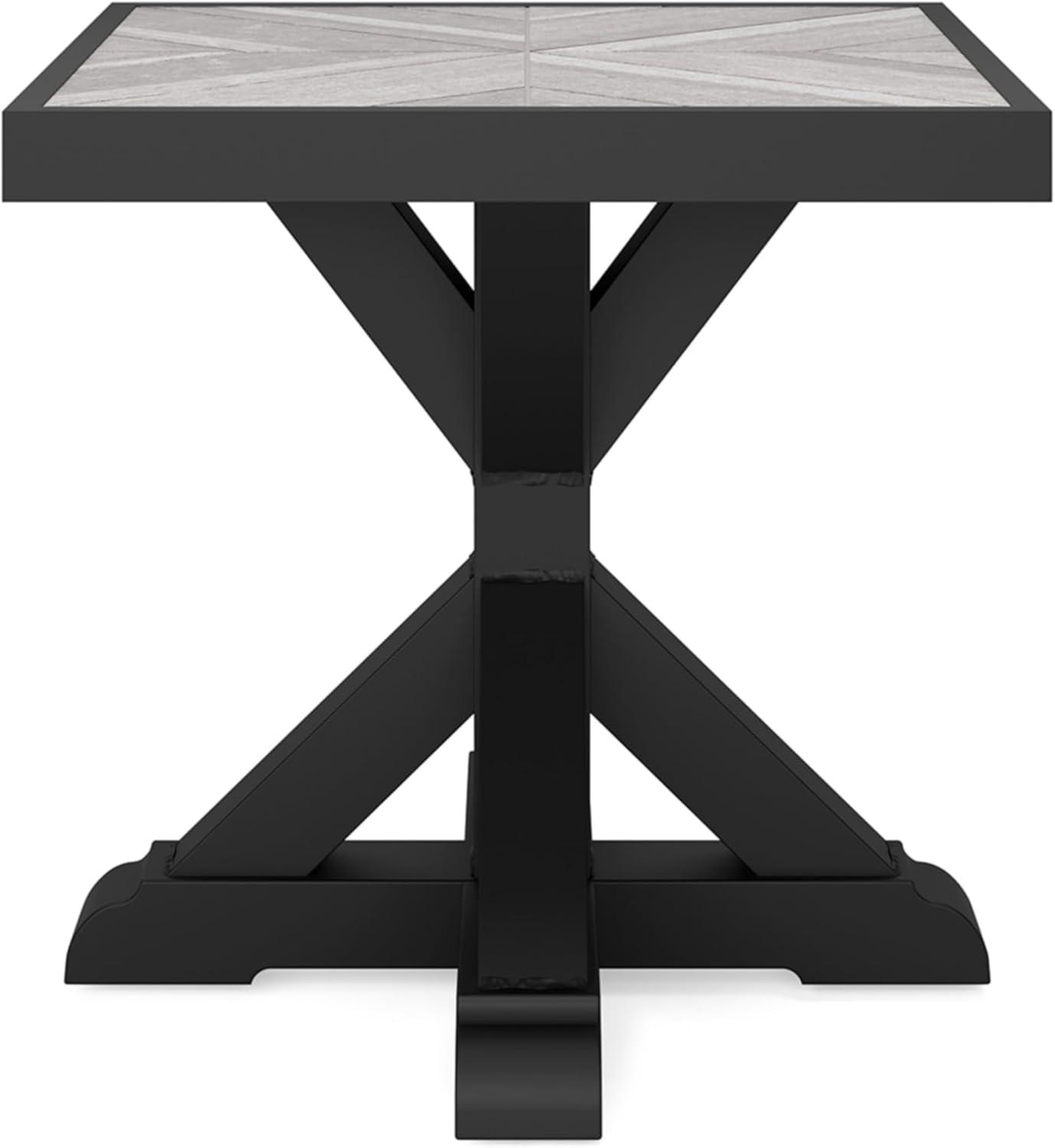 Signature Design by Ashley Beachcroft Farmhouse Outdoor End Table, Black/Light Gray