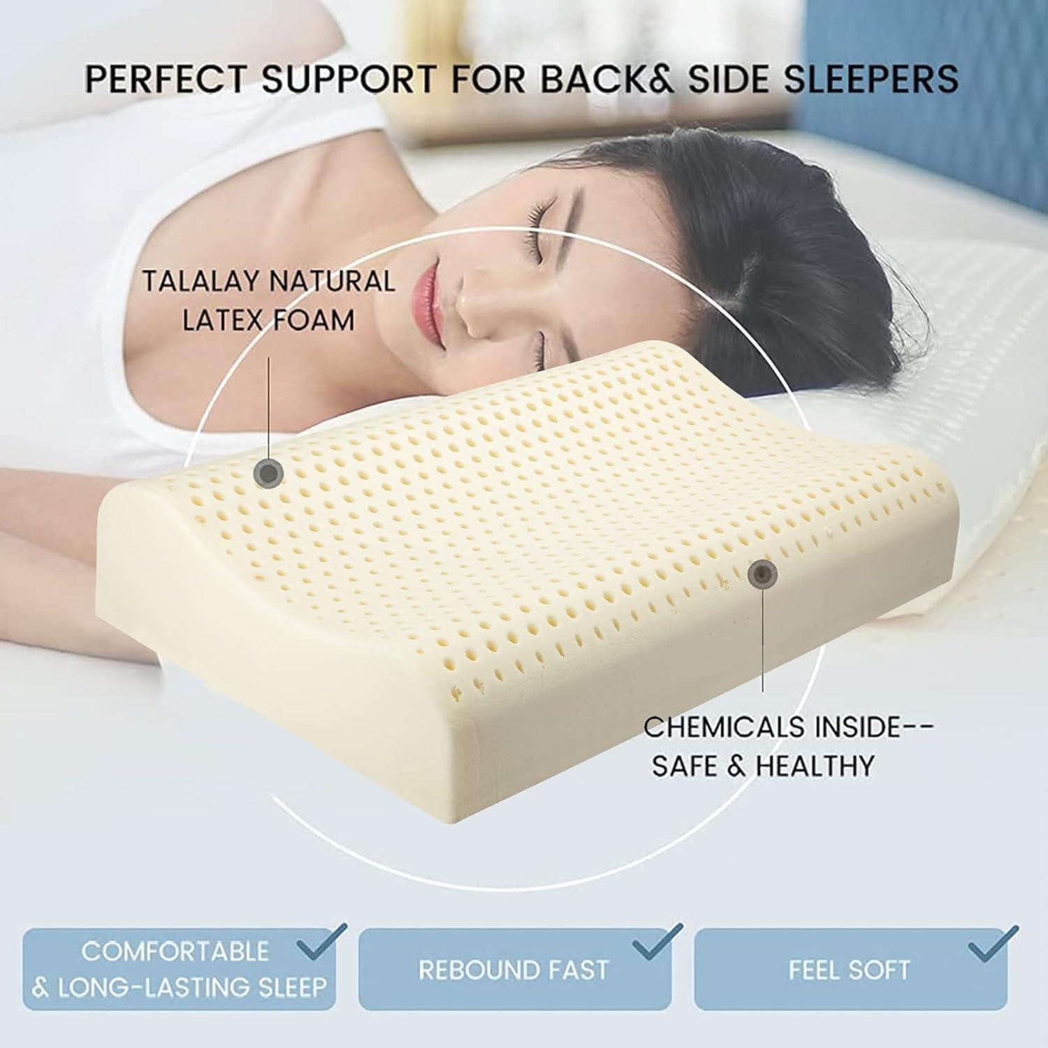 TALATEX 100% Natural Premium Latex Pillow, Adjustable Orthordic Ergonomic Dunlop Pillow Helps Relieve Pressure, Neck and Shoulder Pain, Perfect Package Best Gift