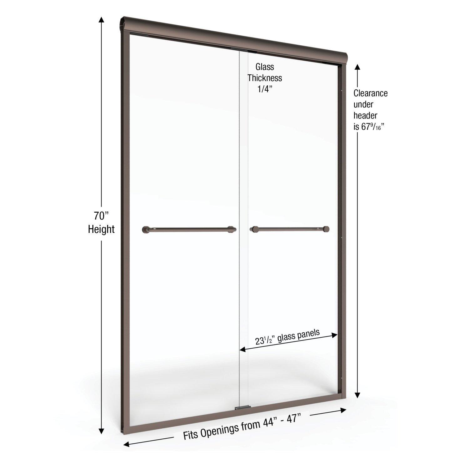 Infinity 43" W x 47'' W x 70" H Semi-Frameless Shower Door