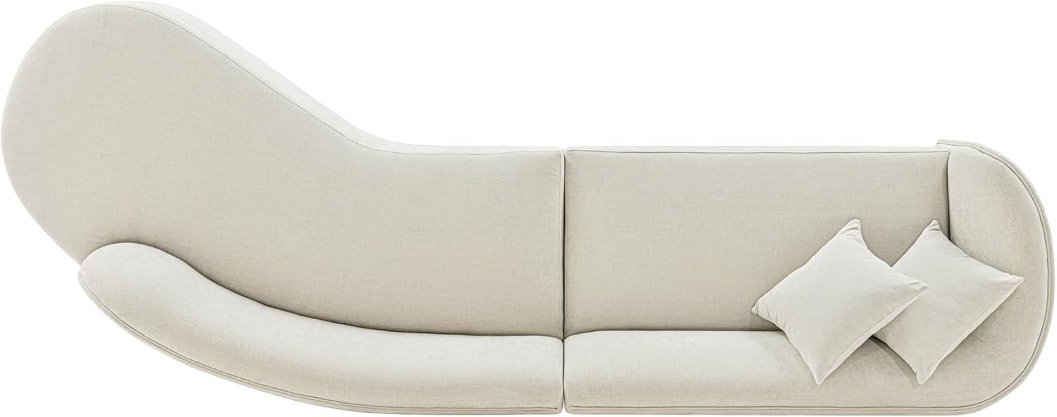 131.89" Daria Linen Upholstered Sofa Sectional with Pillows Ivory - Manhattan Comfort: Modern Modular, Pine Frame, Metal Legs