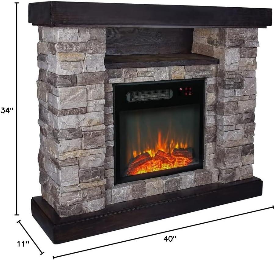 39" Freestanding Electric Fireplace Gray - Home Essentials