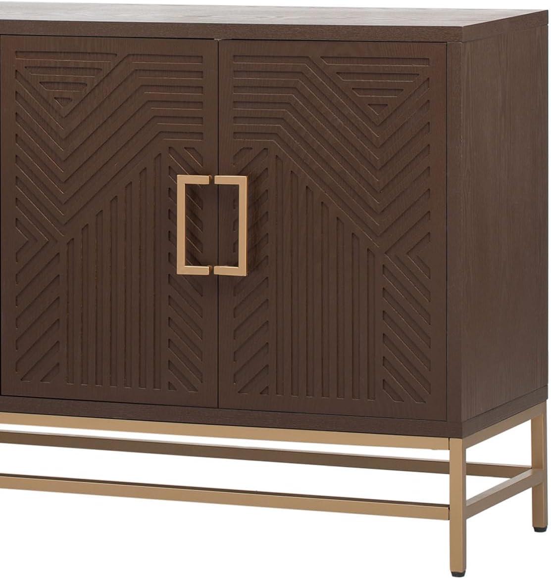 Amposei Retro Accent Sideboard Cabinet 59.8-Inch Credenza Console Storage Cabinet Dining Buffet Table with 4 Doors & Adjustable Shelves for Living Room Entrance, Espresso