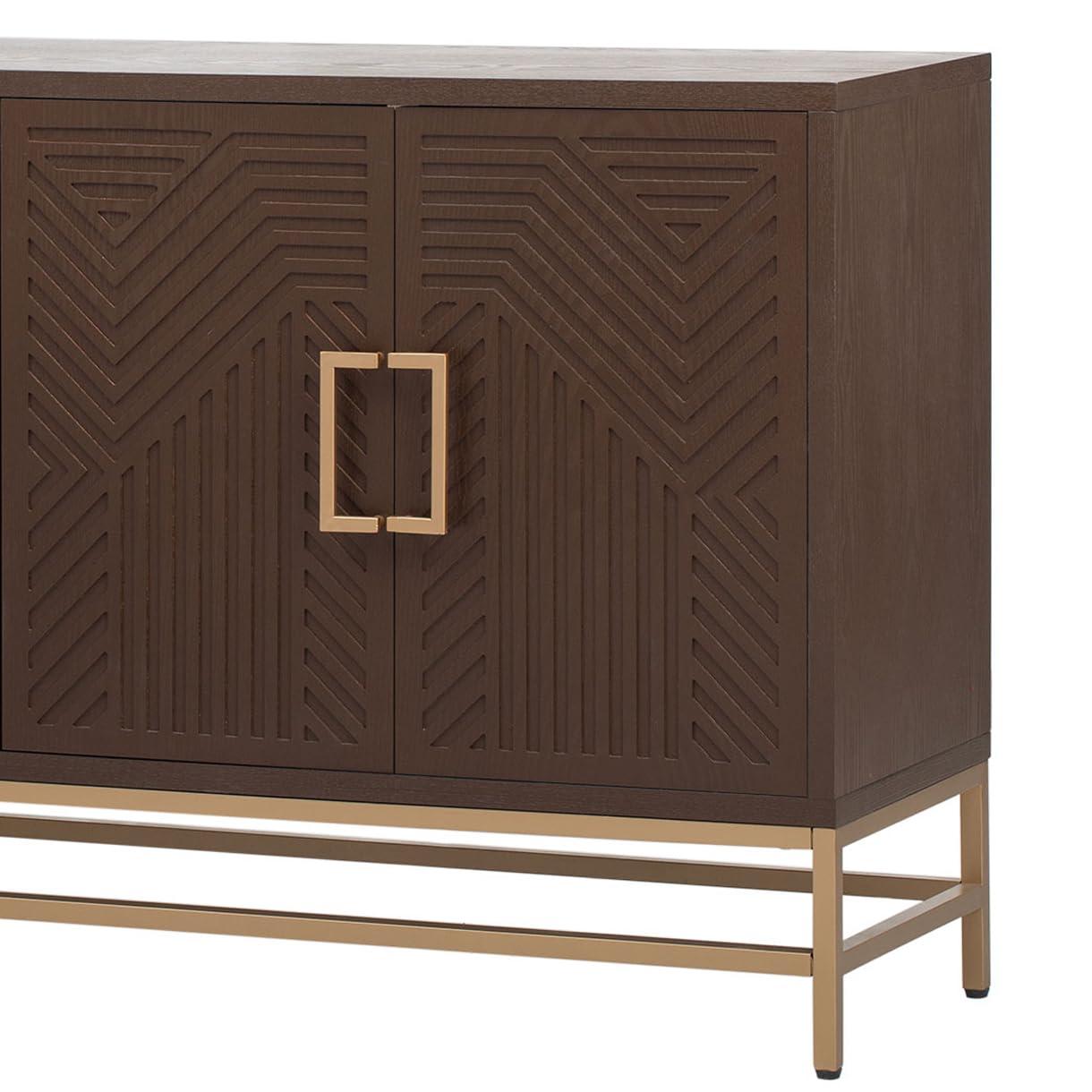 Amposei Retro Accent Sideboard Cabinet 59.8-Inch Credenza Console Storage Cabinet Dining Buffet Table with 4 Doors & Adjustable Shelves for Living Room Entrance, Espresso