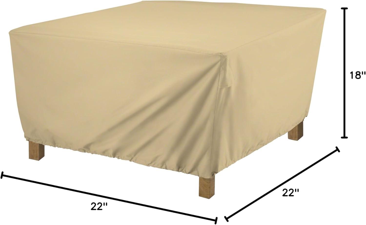 Beige Water-Resistant Square Outdoor Ottoman/Coffee Table Cover