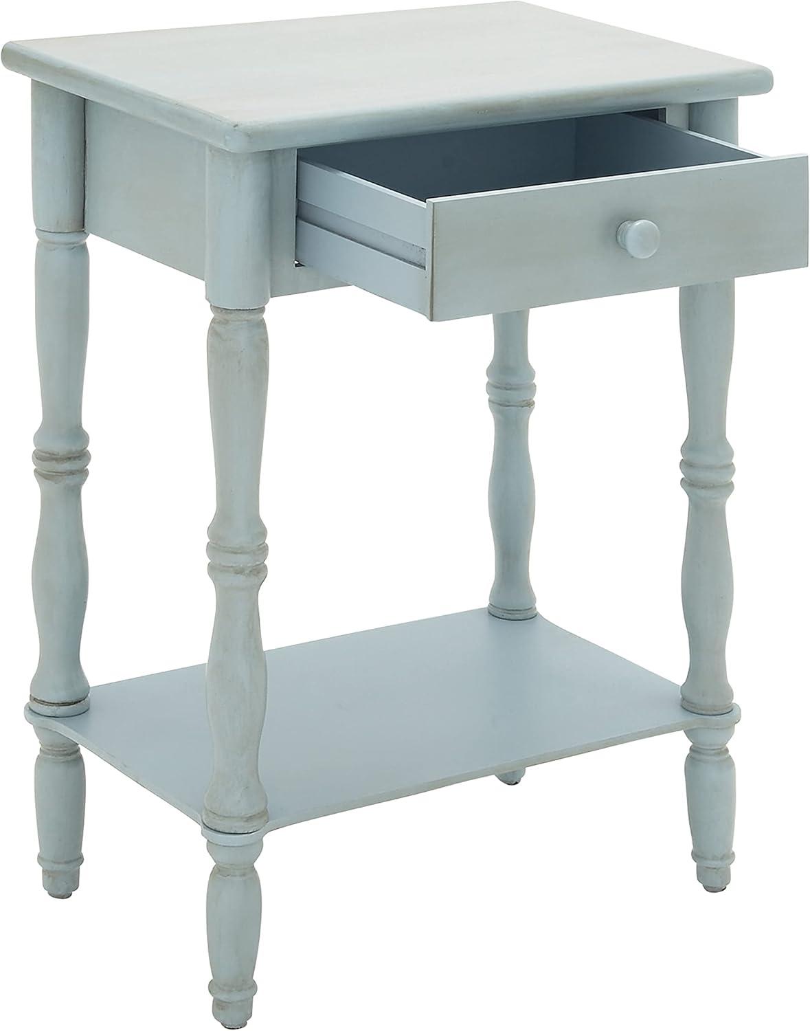 Wood Traditional Accent Table Gray/Blue - Olivia & May