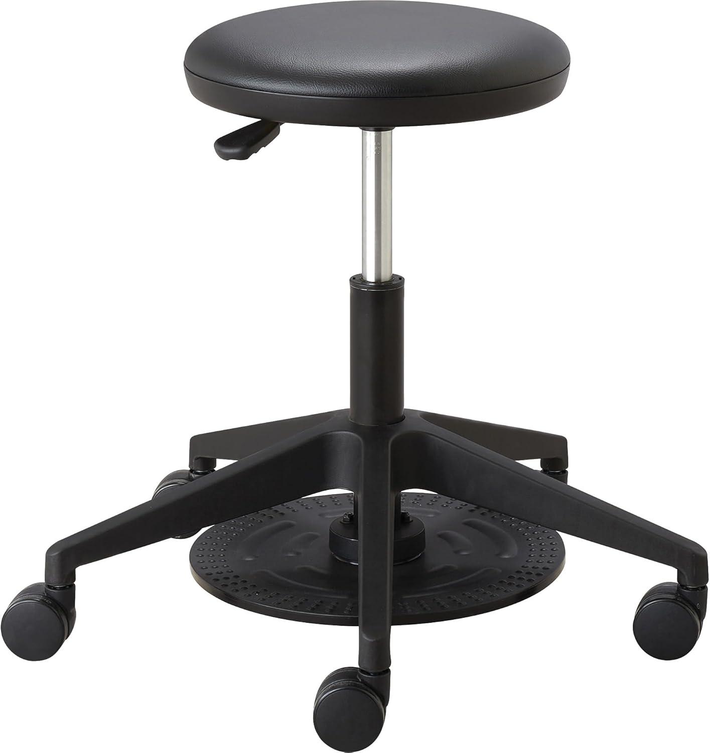 Safco Lab Stool, Backless, Supports Up to 250 lb, 19.25" to 24.25" Seat Height, Black