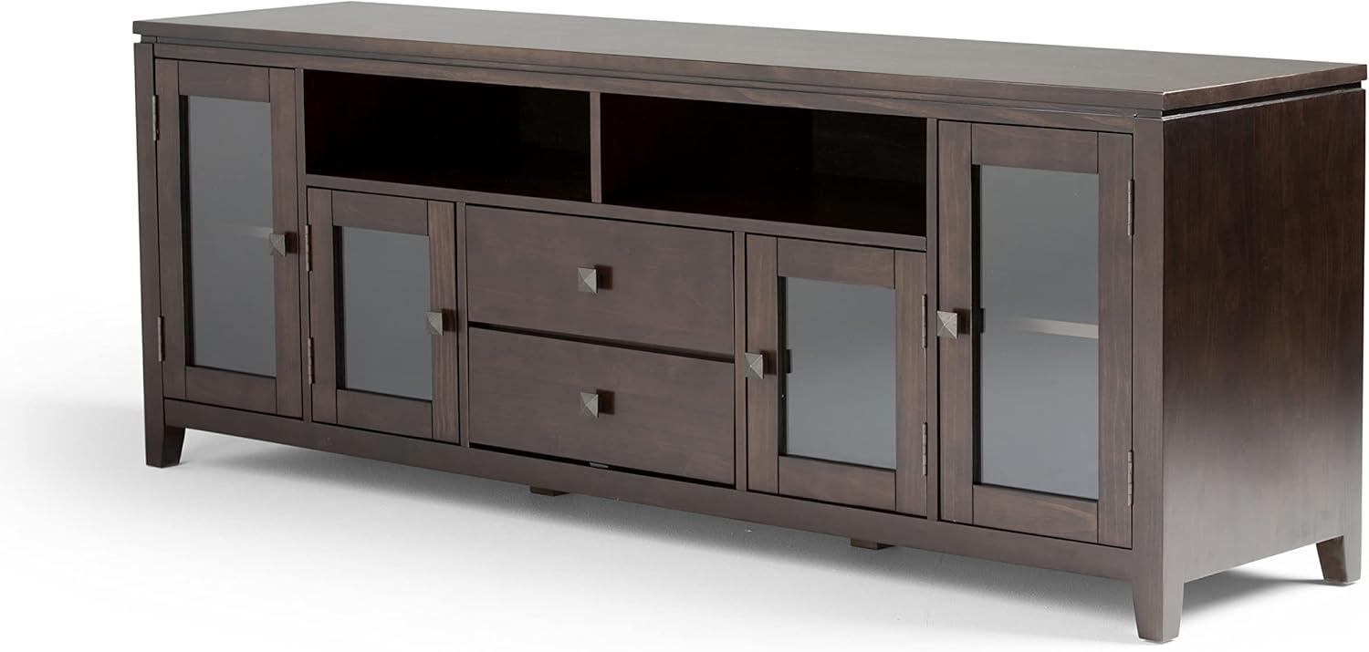 Cosmopolitan Solid Wood 72 inch Wide Contemporary TV Media Stand in Mahogany Brown For TVs up to 80 inches