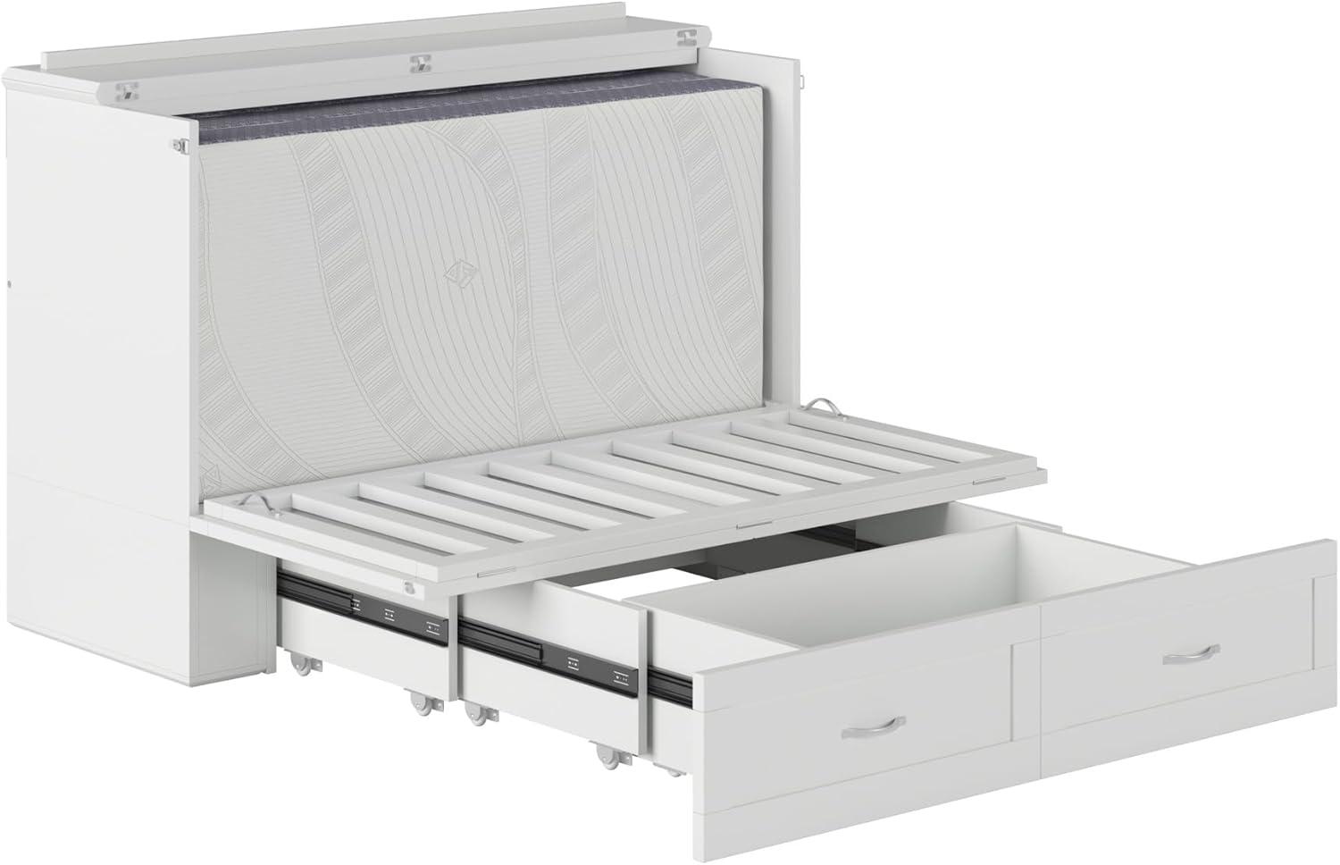 AFI Hamilton Full Solid Wood Murphy Bed Chest with Built-In Charger in White