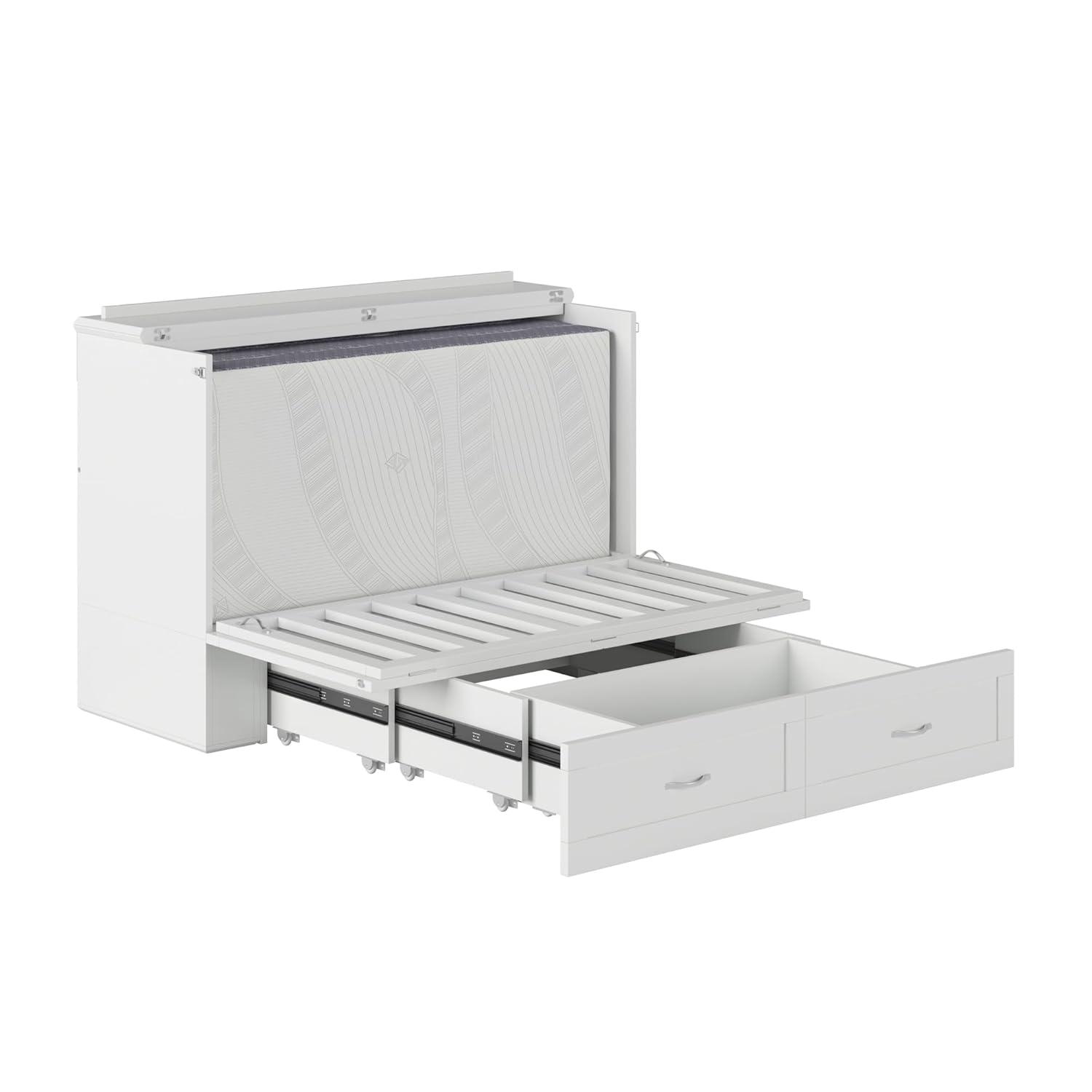 AFI Hamilton Full Solid Wood Murphy Bed Chest with Built-In Charger in White