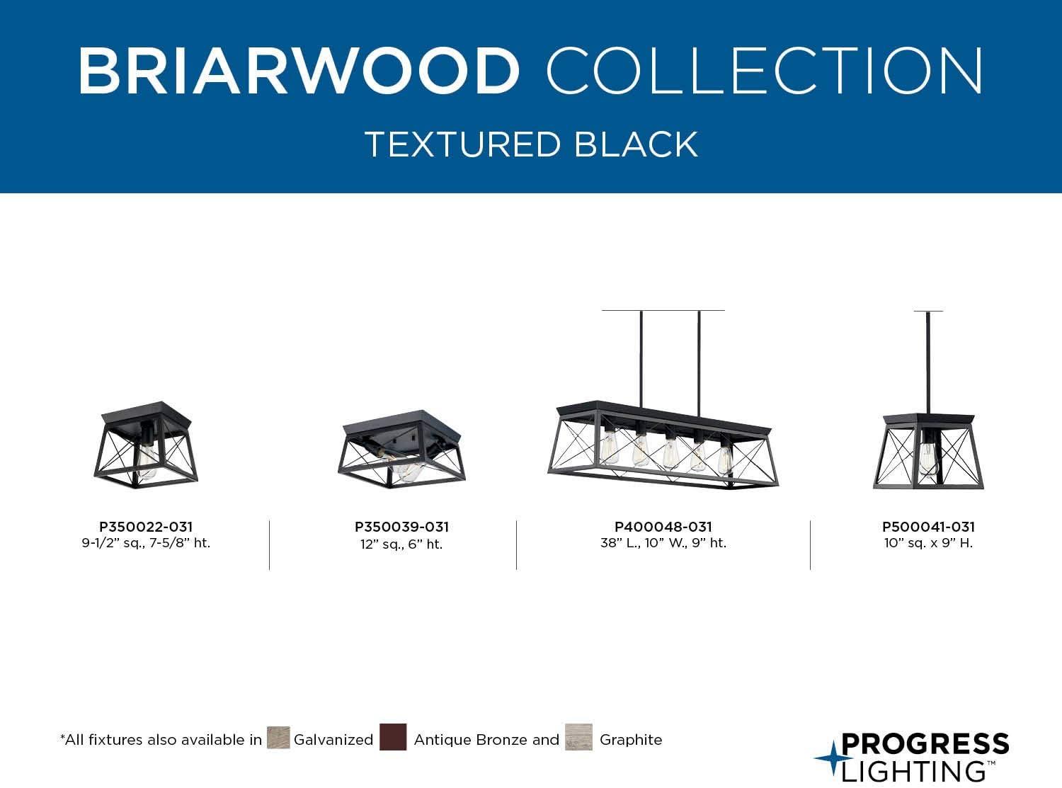 Progress Lighting Briarwood 5-Light Linear Chandelier, Textured Black, No Shade