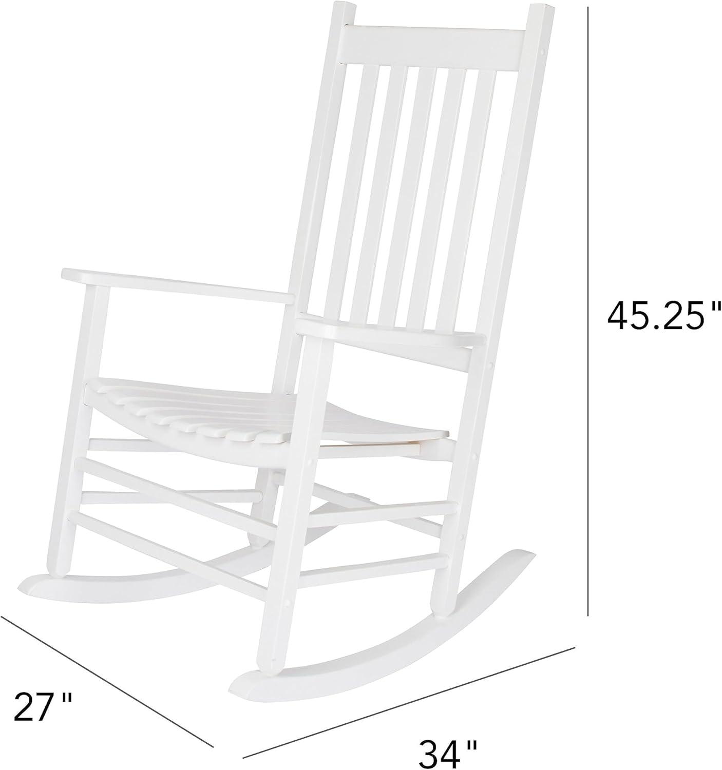 White Solid Wood Outdoor Rocking Chair with Arms