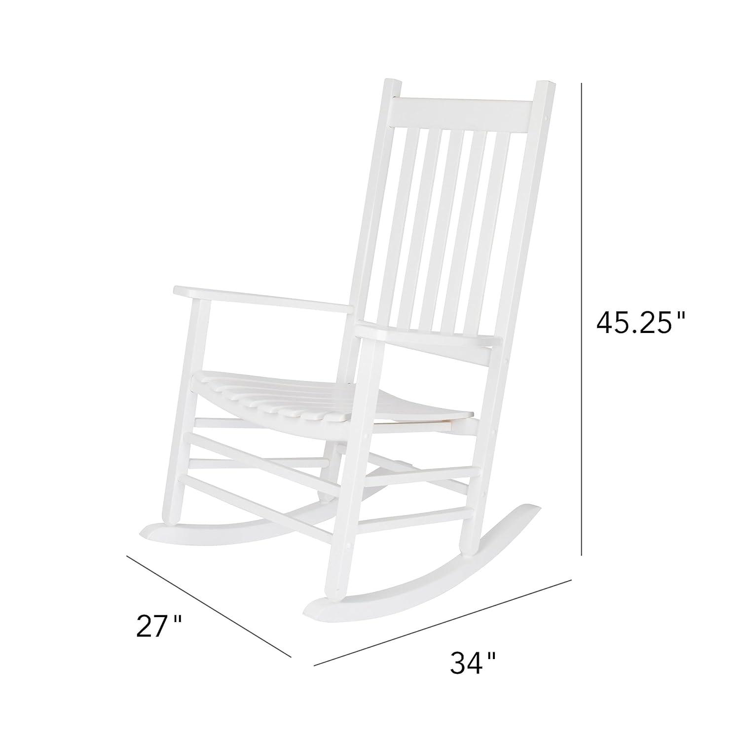 White Solid Wood Outdoor Rocking Chair with Arms