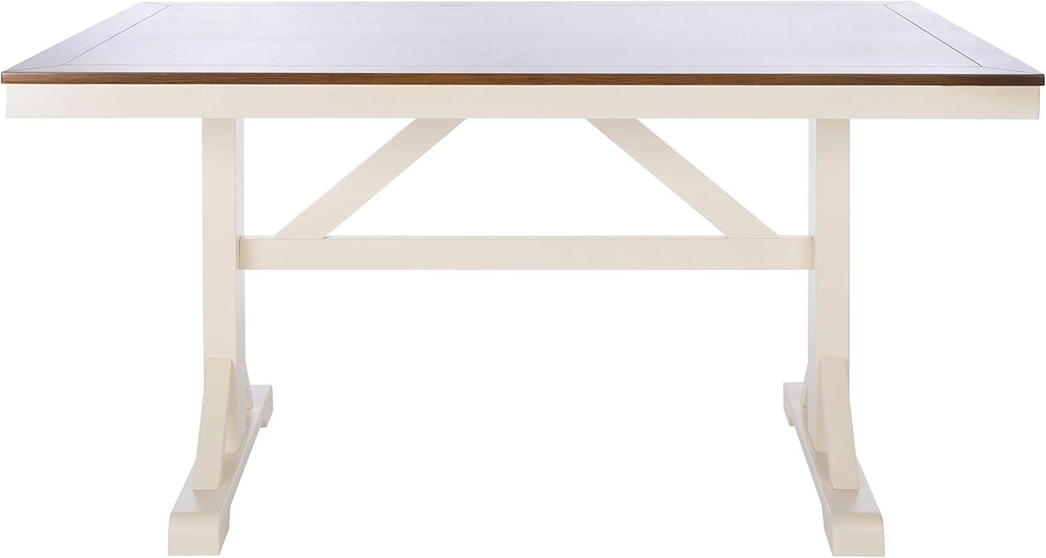 Akash Rectangle Dining Table - White/Natural - Safavieh