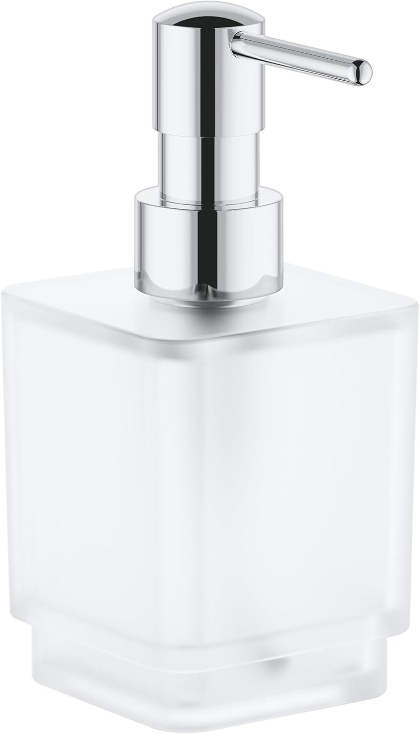 Modern Chrome and Frosted Glass Wall-Mount Soap Dispenser