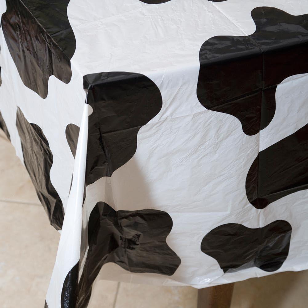 54" x 72" Black and White Cow Spots Plastic Tablecloth