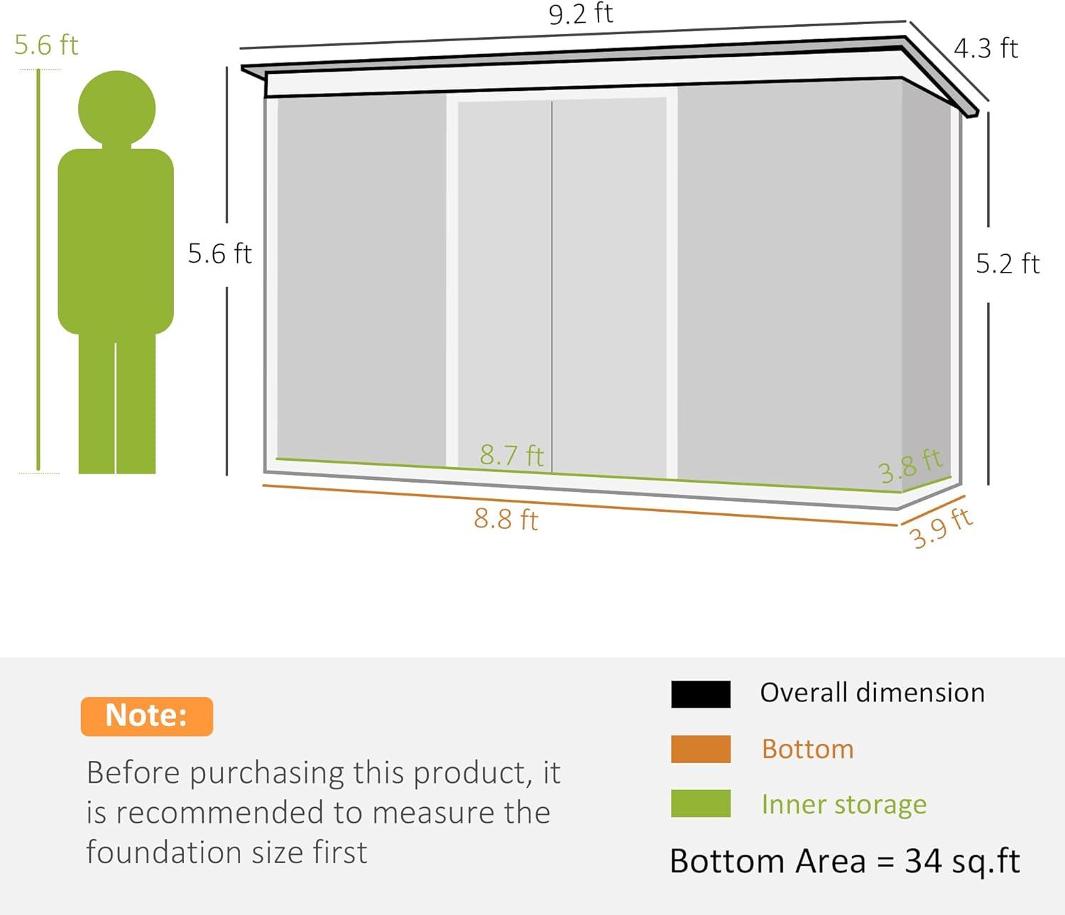 Outsunny Metal Garden Storage Shed Tool House with Sliding Door Spacious Layout & Durable Construction for Backyard, Patio, Lawn