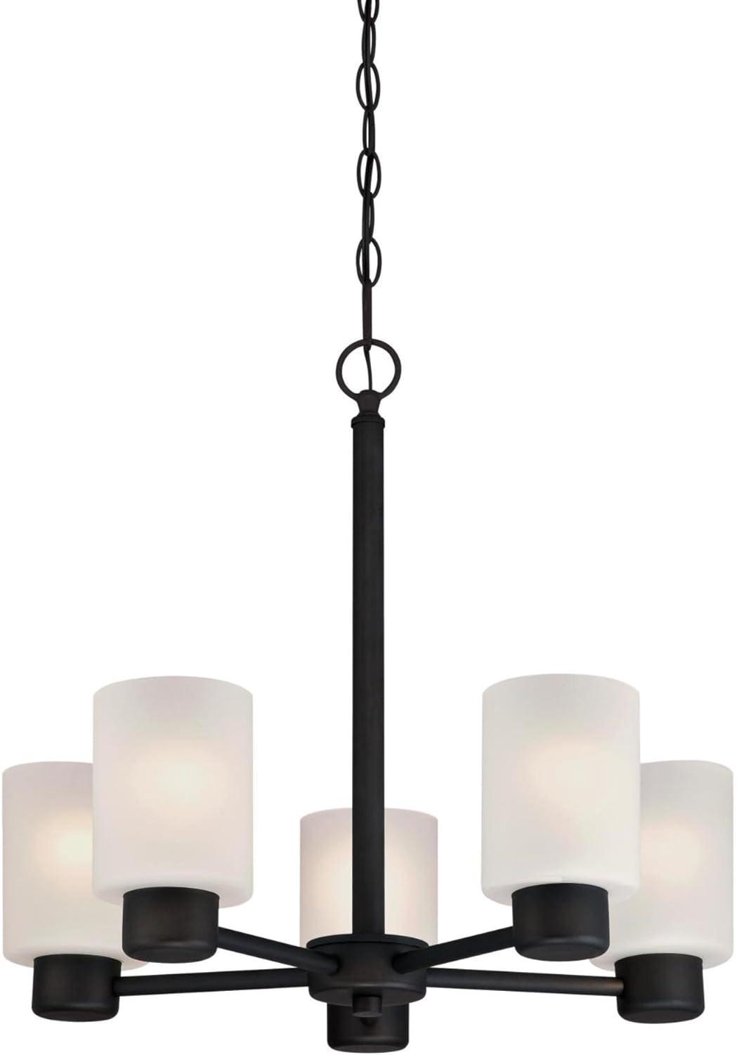 Sylvestre 20.75" Oil Rubbed Bronze Chandelier with Frosted Glass Shades