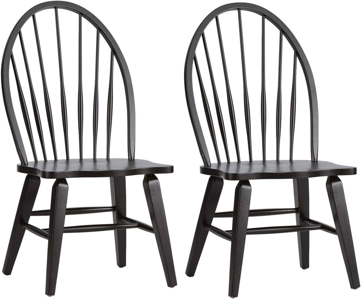 Black Wood Windsor Slat Back Side Chair Set