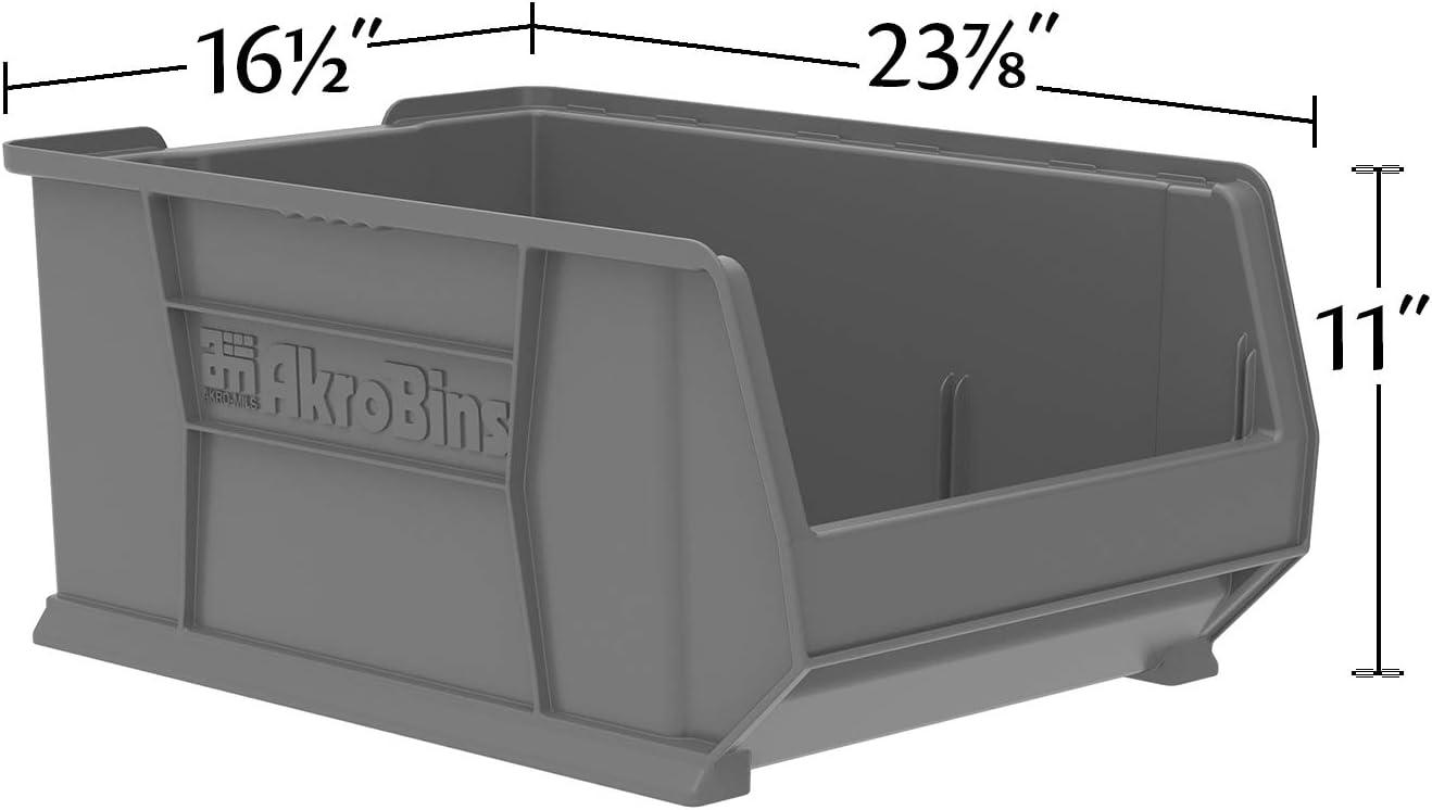 Gray Plastic Stackable Storage Bin for Garage Organization