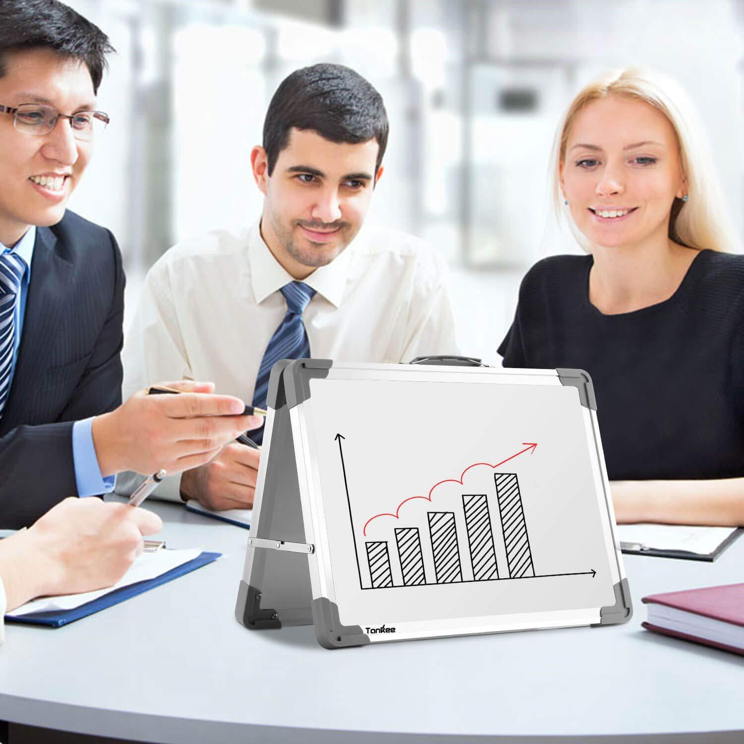 Small Dry Erase White Board – TANKEE Magnetic Desktop Foldable Whiteboard Portable Mini Easel Double Sided on Table Top with Holder for Drawing, Teacher Instruction, Memo Board