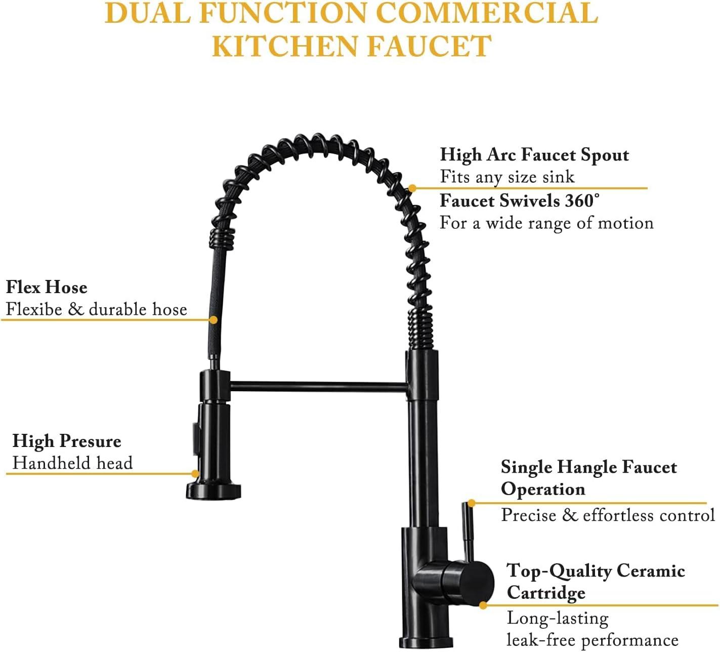 Kitchen Faucet With Pull Out Sprayer, Single Handle Single Lever Kitchen Sink Faucet