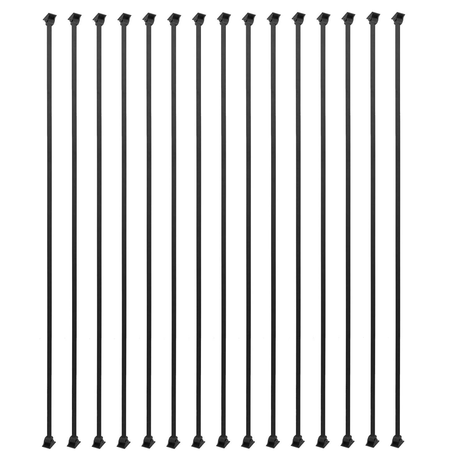 15 Pack Iron Balusters Square Hollow Stair Spindles 1/2" Metal Balusters with Iron Baluster Swivel Shoes for Staircase