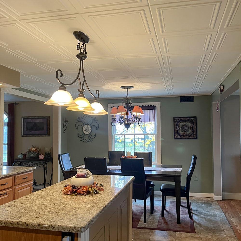 A La Maison Ceilings Line Art 1.6 ft. x 1.6 ft. Polystyrene Glue-up Ceiling Tile (Set of 96)