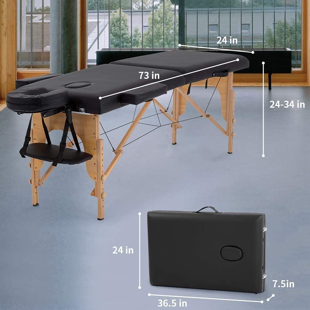 BestMassage Massage Bed Portable Massage Table 2 Folding Lash Bed Height Adjustable 24 Inch Wide Spa Table with Non-Woven Bag for Spa Footmassage Facial CareSpa Tattoo