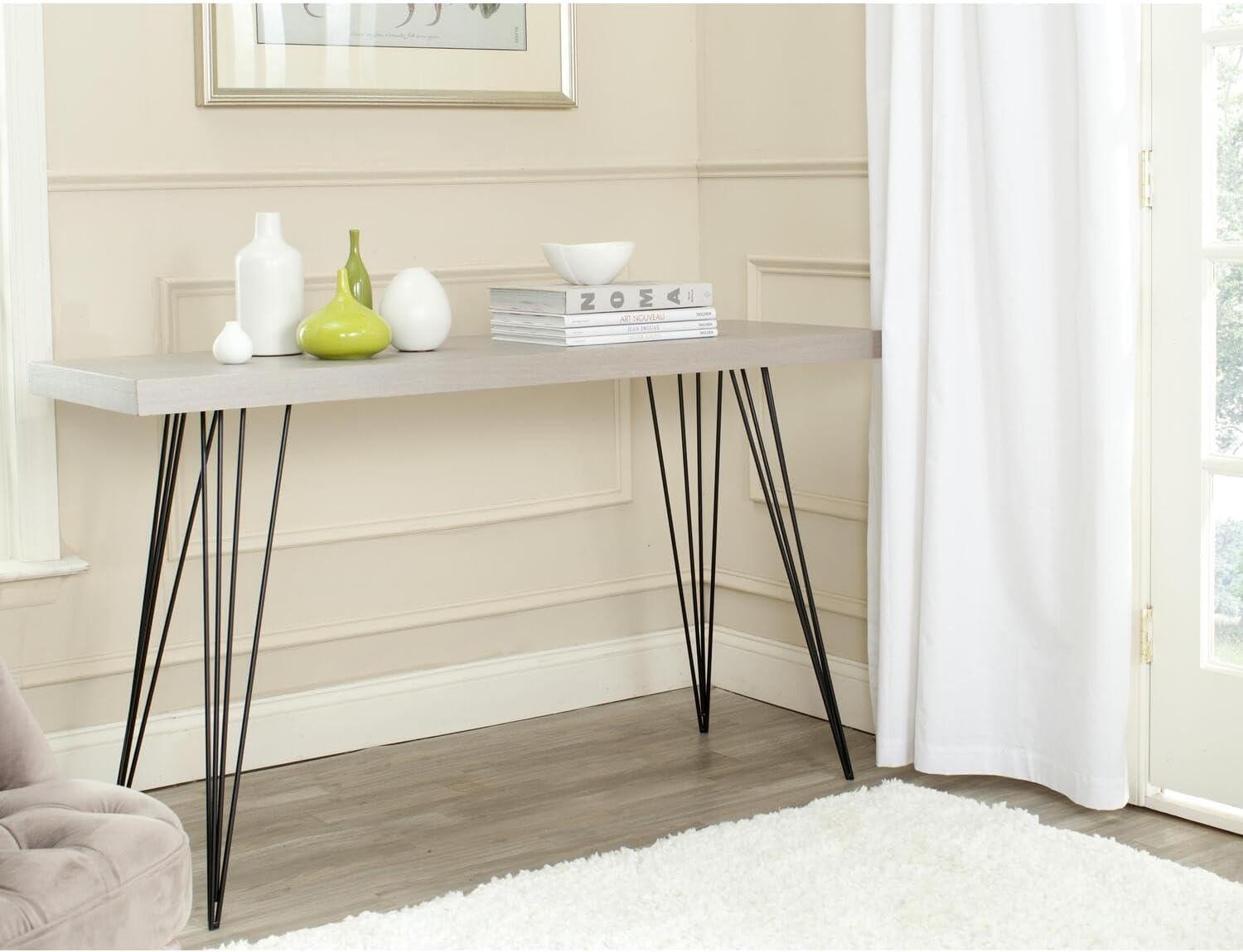 SAFAVIEH Wolcott Retro Mid-Century Lacquer Console Table, White/Black